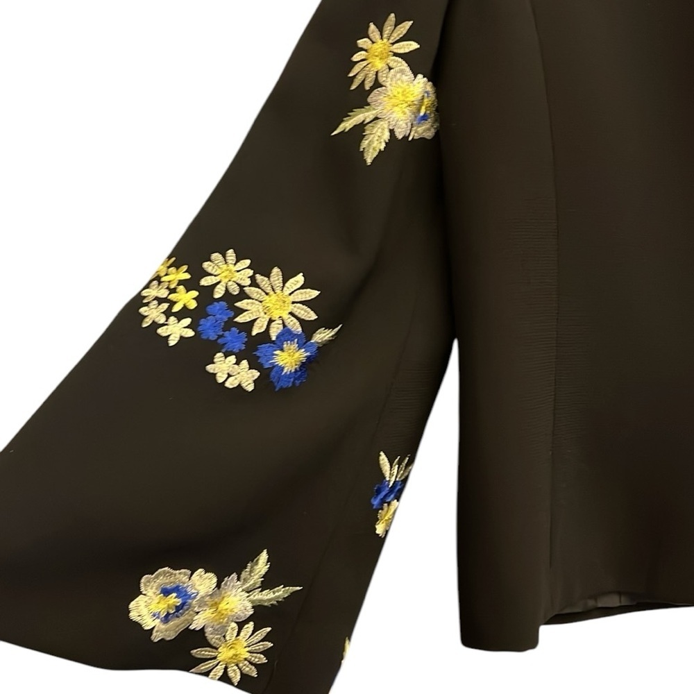 Tahari ASL Floral Embroidered Jacket Black Lined Cottagecore Fairy Whimsicore 12 - Picture 6 of 14